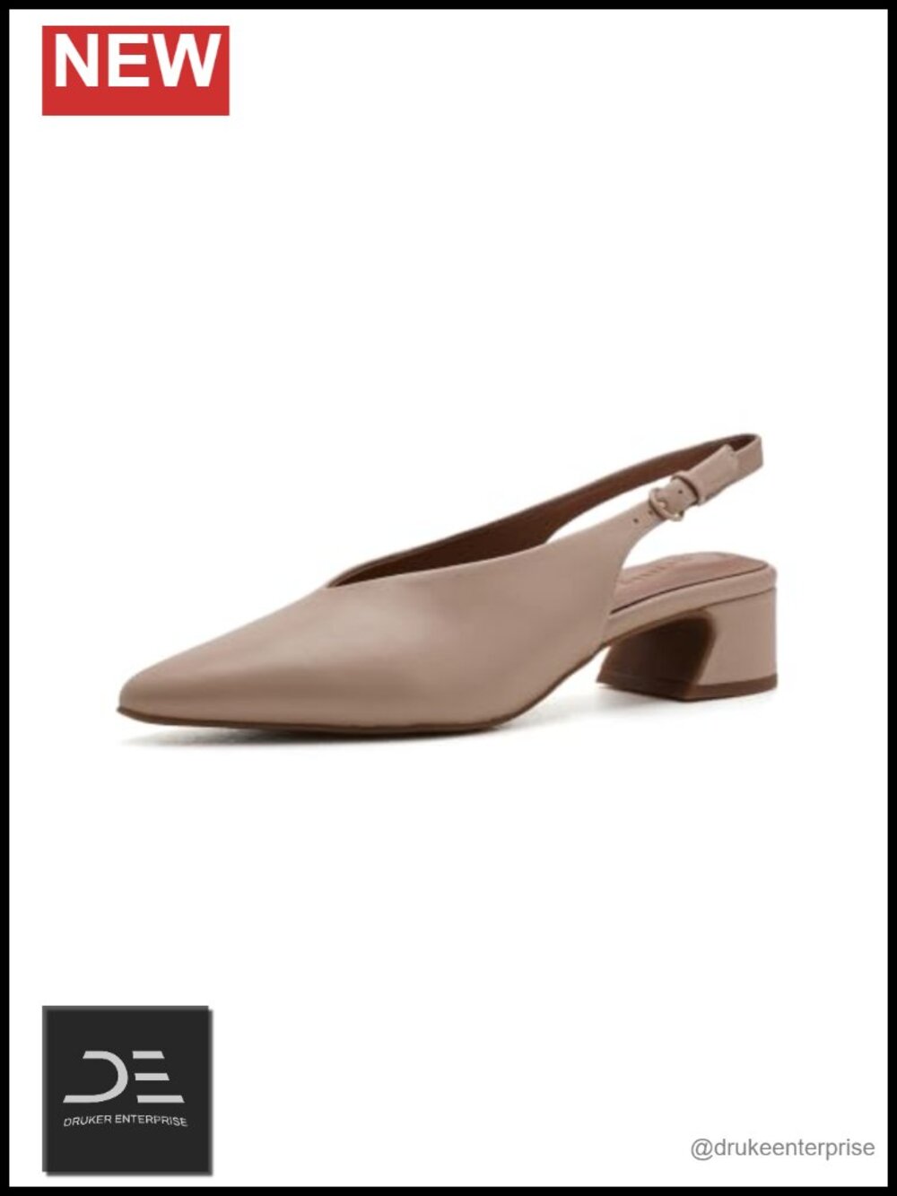 Leather Slingback Pumps with Block Heel